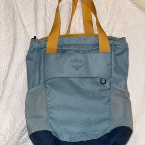 Osprey Sky Blue and Mustard Daylite Tote Backpack